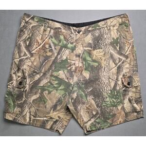 Vtg Walls Mens Camouflage Denim Cargo Shorts Sz 46 Realtree Hardwoods Adjustable